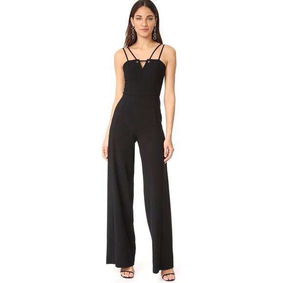 Black Halo Delia Wide Leg Jumpsuit Womens Black Size 6 - Picture 1 of 16